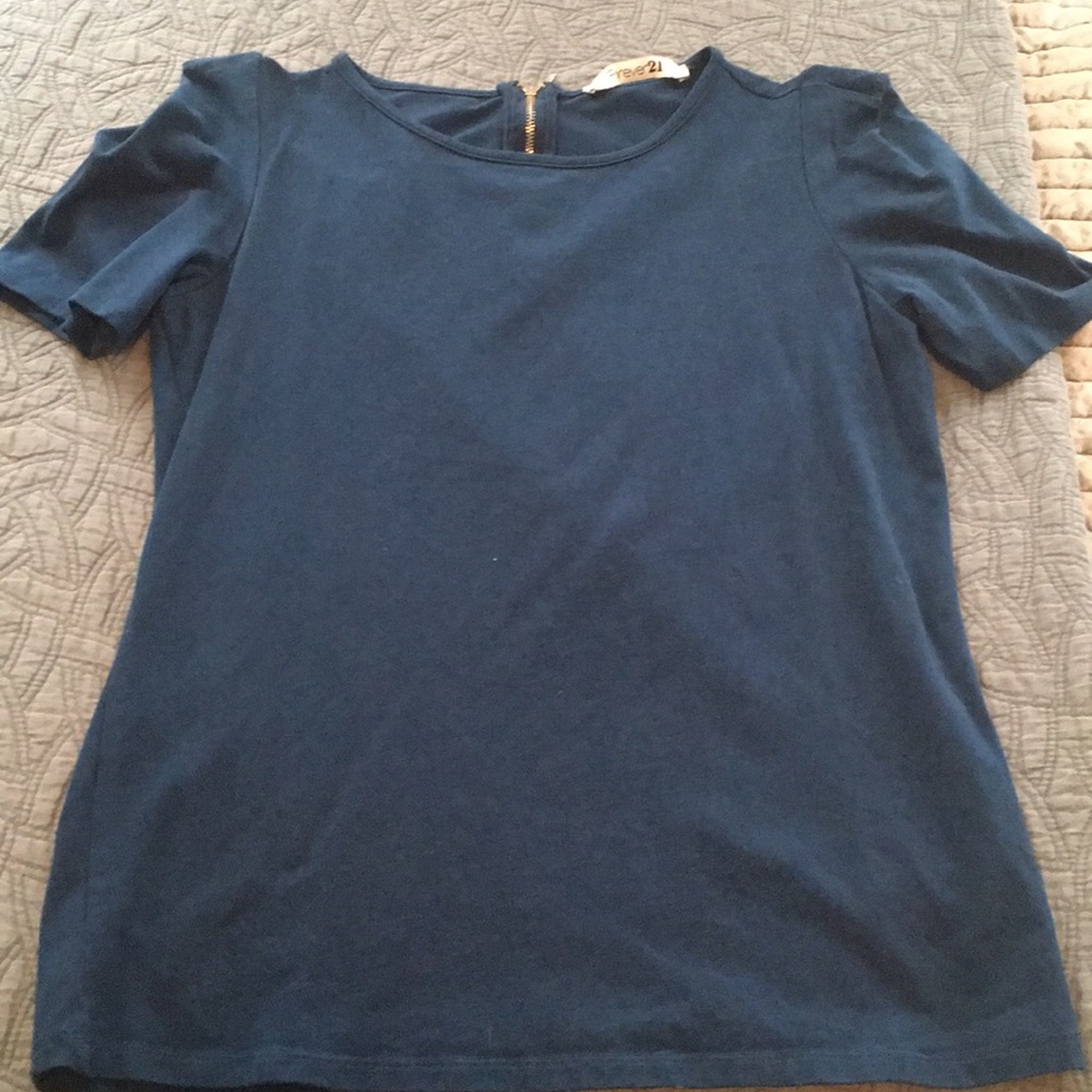 Forever 21 navy, embellished shoulder shirt